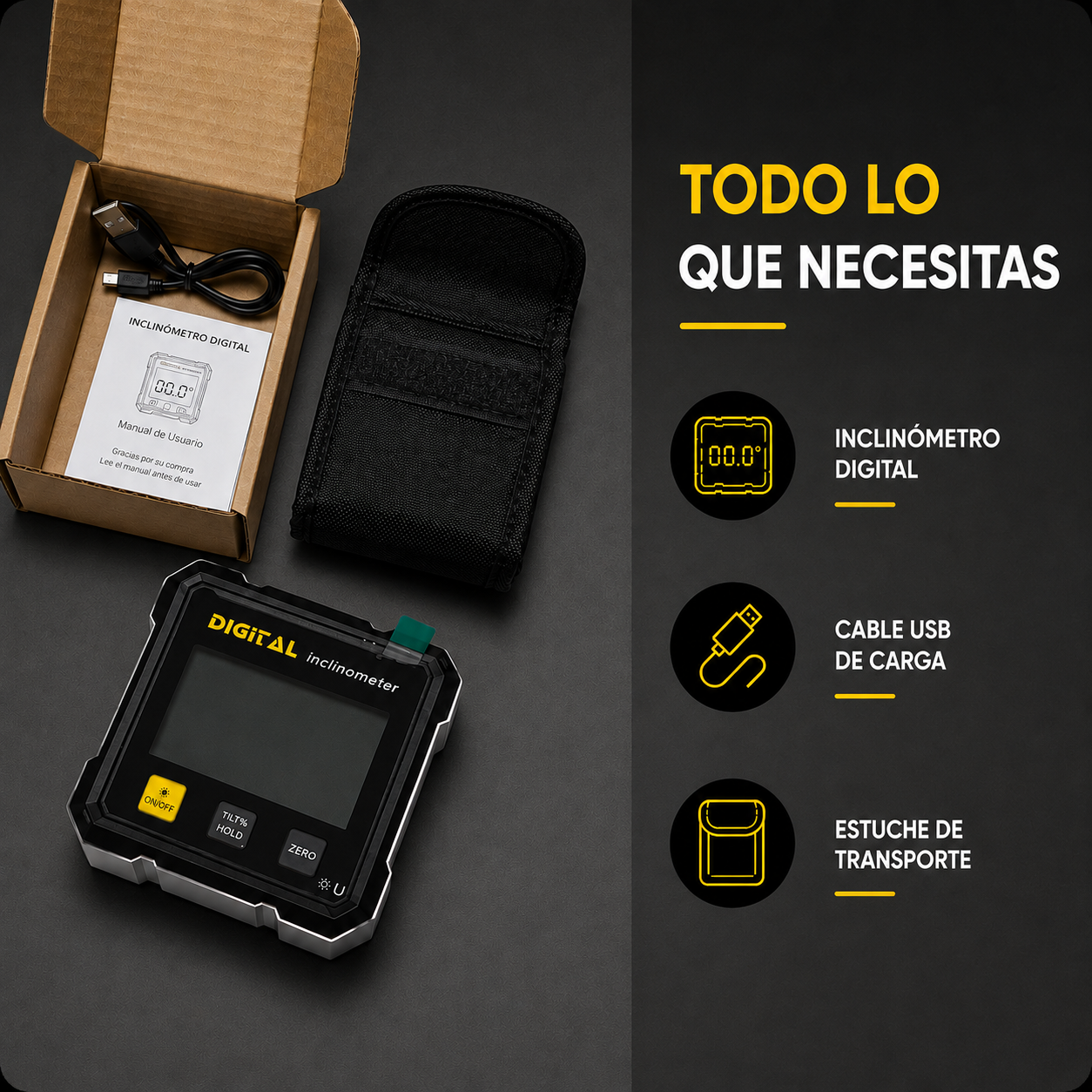 Inclinómetro Digital Magnético con Láser Profesional