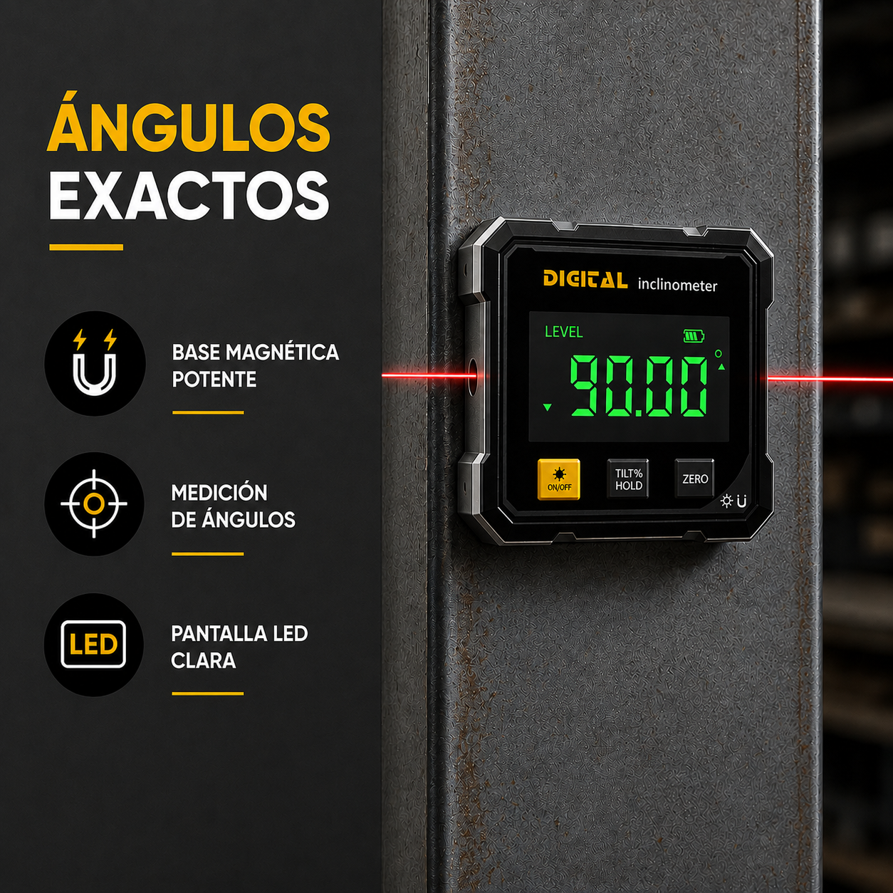 Inclinómetro Digital Magnético con Láser Profesional